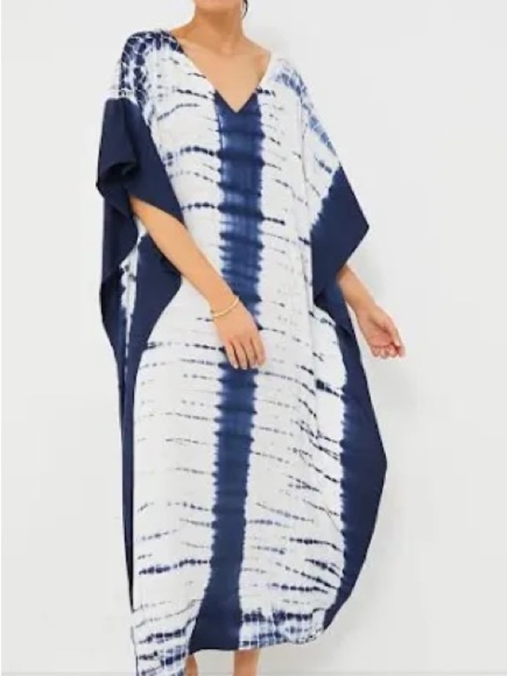 Emerson Fry Navy and White Tie-Dye Maxi Kaftan